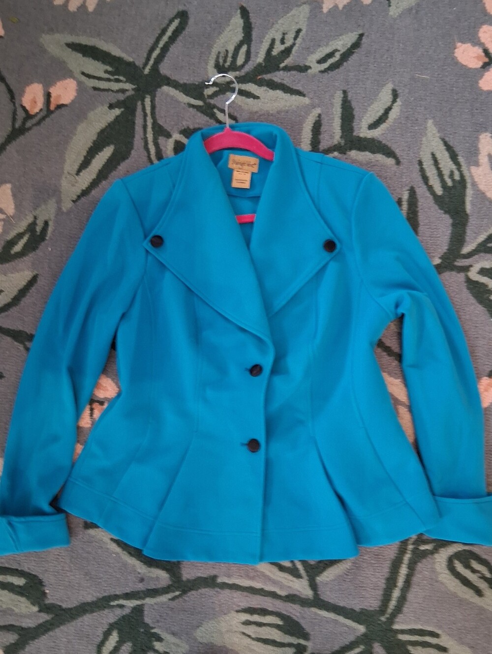 Midnight Velvet Teal Tailored Double-Breasted Jacket
